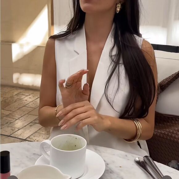 White maxi vest blazer - Picture 3 of 6